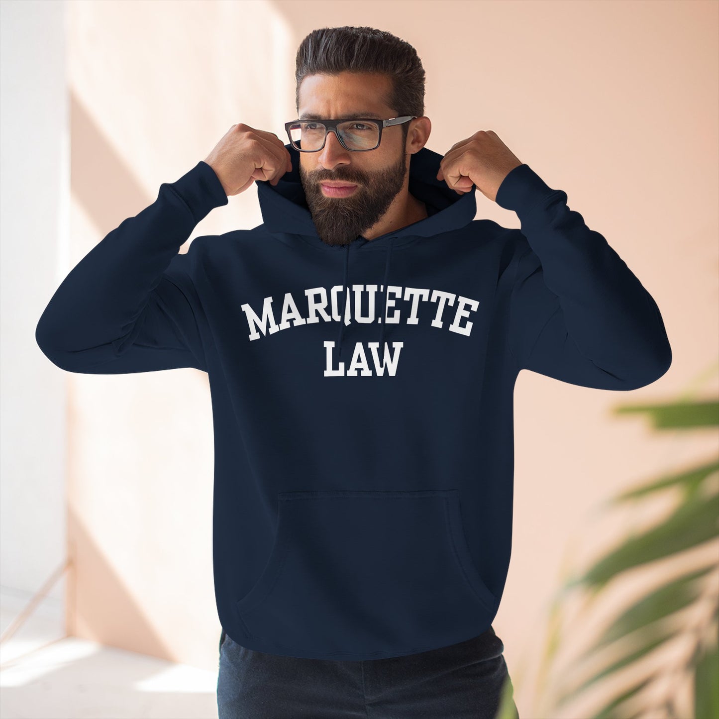 Marquette Law Arch Logo Three-Panel Fleece Hoodie