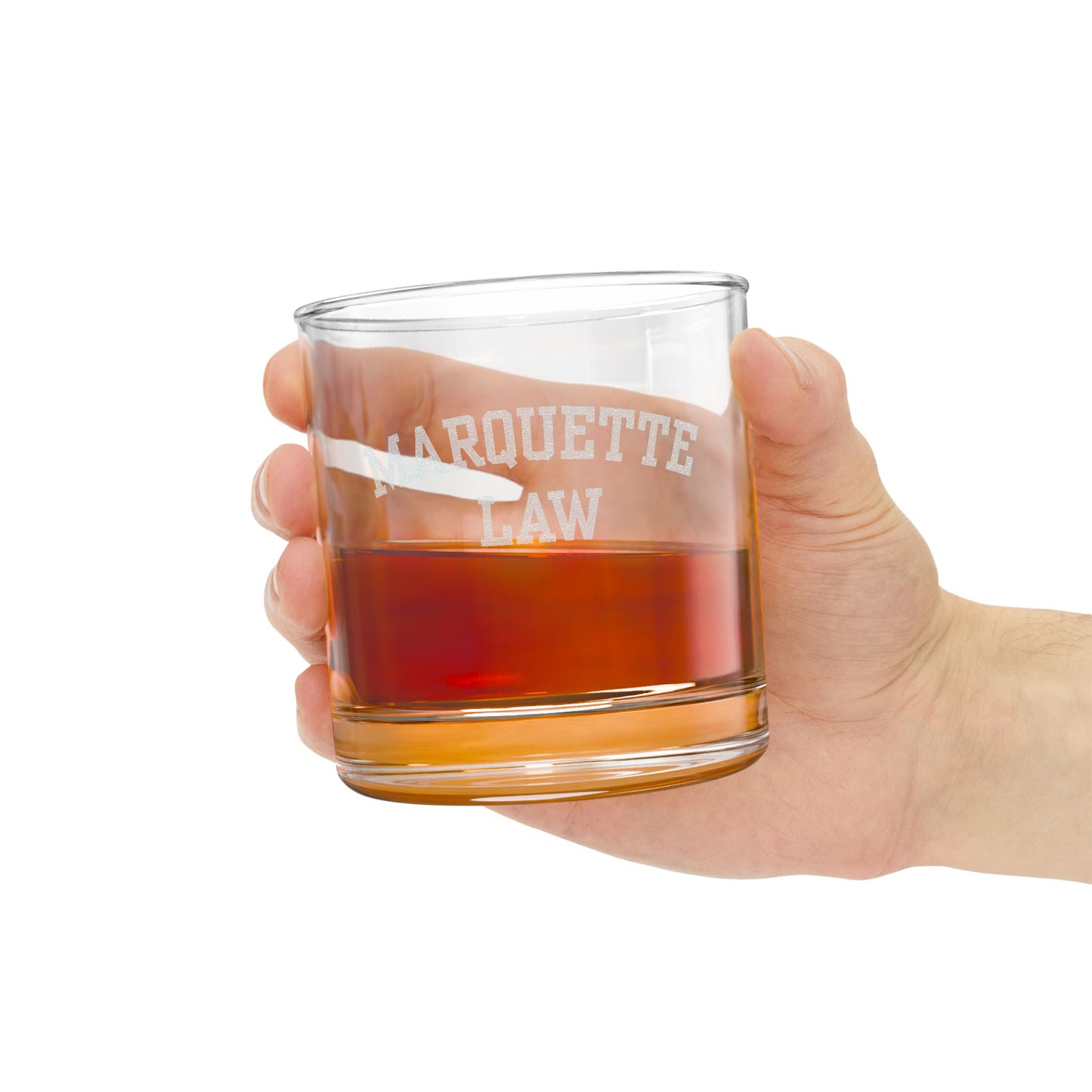 Marquette Law Arch Logo Whiskey Glass, 10.5oz (Engraving)